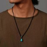 Tibetan Guardian: Natural Turquoise & Black Agate Adjustable Healing Necklace