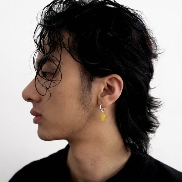 Golden Vitality: Natural Beeswax Amber & S925 Silver Geometric Drop Earrings