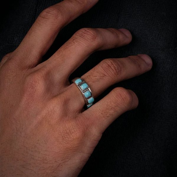 Ancient Wisdom: Natural Turquoise & Oxidized S925 Silver Retro Ring