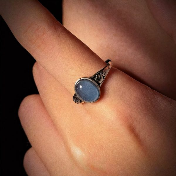 Oceanic Clarity: Natural Aquamarine & Vintage 925 Silver Adjustable Ring