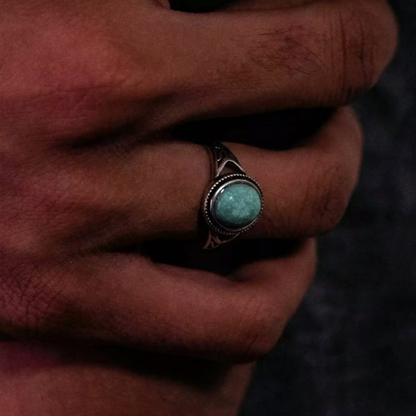 Timeless Protection: Natural Turquoise & S925 Sterling Silver Adjustable Ring