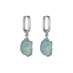 Tranquil Tides: Raw Aquamarine & S925 Sterling Silver Healing Hoop Earrings