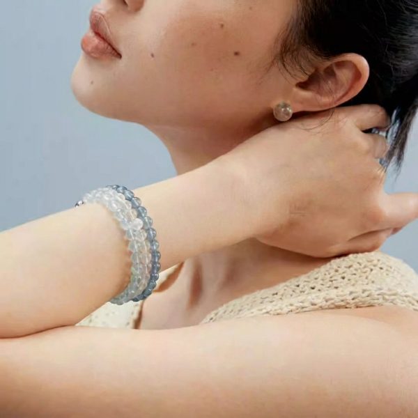 Oceanic Serenity: Natural Deep Blue Aquamarine Healing Bracelet