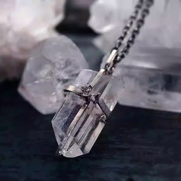 Radiant Clarity: Raw Herkimer Diamond & Silver 'Apocalyptic Glimmer' Necklace