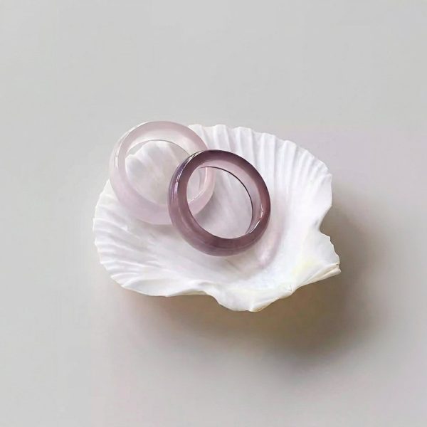 Gentle Embrace: Natural Rose Agate Solid Band Healing Ring