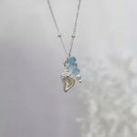 Tranquil Tides: Natural Aquamarine, Pearl & Silver Conch Healing Necklace