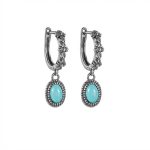 Ancient Protection: Vintage S925 Silver & Blue Turquoise Healing Hoop Earrings