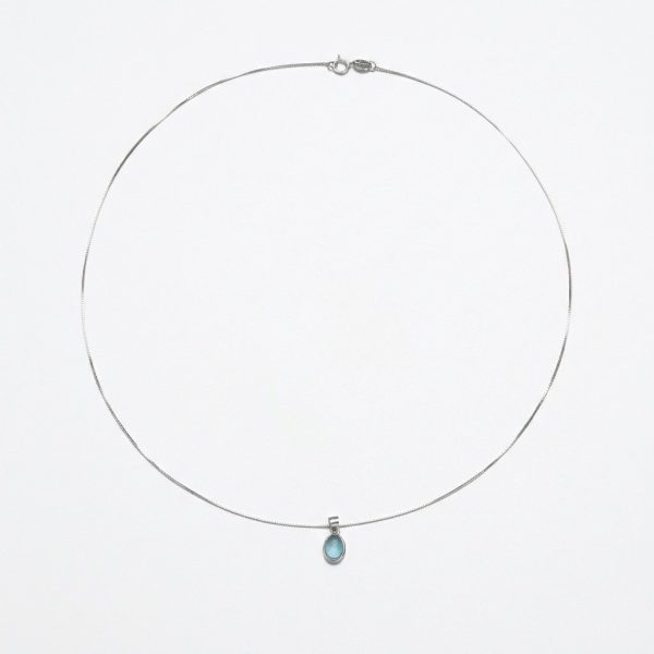 Tranquil Clarity: Natural Aquamarine & S925 Sterling Silver Minimalist Necklace