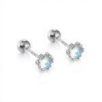 Celestial Calm: Natural Blue Moonstone & S925 Silver Sleep-Friendly Stud Earrings