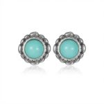Ancient Wisdom: Natural Raw Turquoise & Oxidized Sterling Silver Stud Earrings