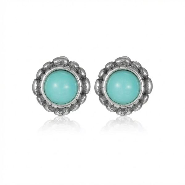 Ancient Wisdom: Natural Raw Turquoise & Oxidized Sterling Silver Stud Earrings