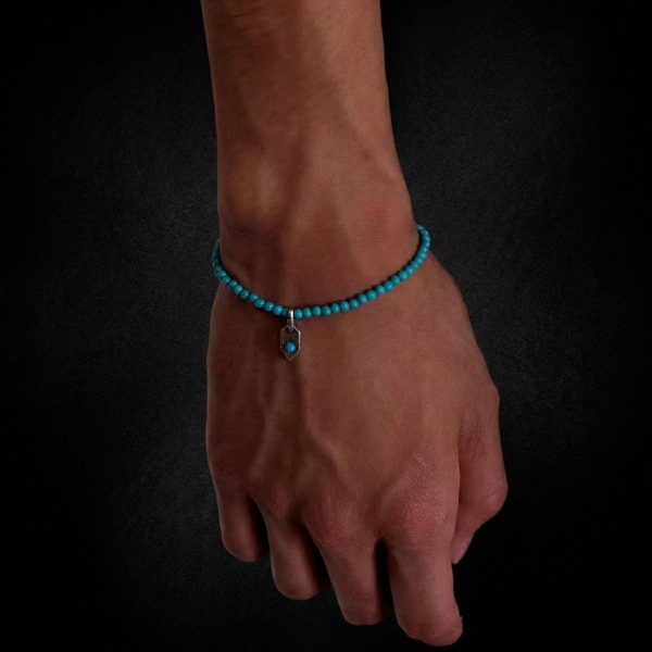 Ancient Wisdom: Natural Turquoise & Oxidized 925 Silver Protective Bracelet