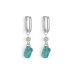 Ancient Wisdom: Raw Turquoise & Shell Pearl S925 Silver Hoop Earrings