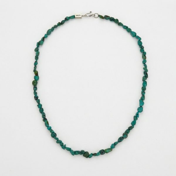 Ancient Protection: Natural Irregular Turquoise & S925 Silver Beaded Necklace