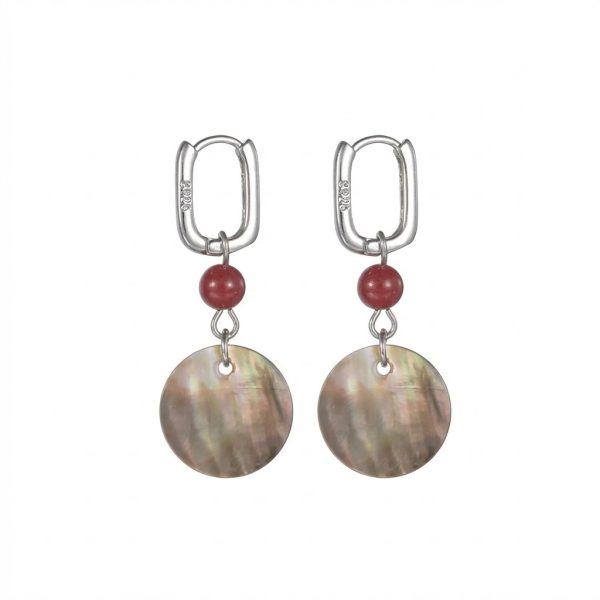 Protective Vitality: Cinnabar & Black Mother of Pearl S925 Silver Earrings