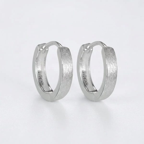 Lunar Simplicity: Brushed 925 Sterling Silver Huggie Earrings