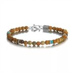 Grounding Artistic: Natural Picture Jasper & Turquoise 925 Silver Bracelet