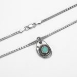 Timeless Protection: Natural Turquoise & Oxidized 925 Silver Unisex Necklace