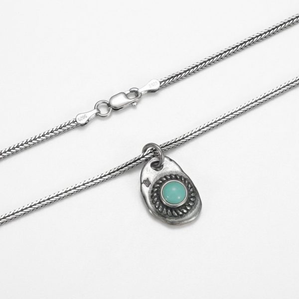 Timeless Protection: Natural Turquoise & Oxidized 925 Silver Unisex Necklace