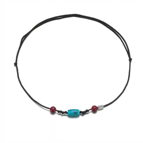 Protective Vitality: Natural Turquoise & Cinnabar Woven Amulet Necklace