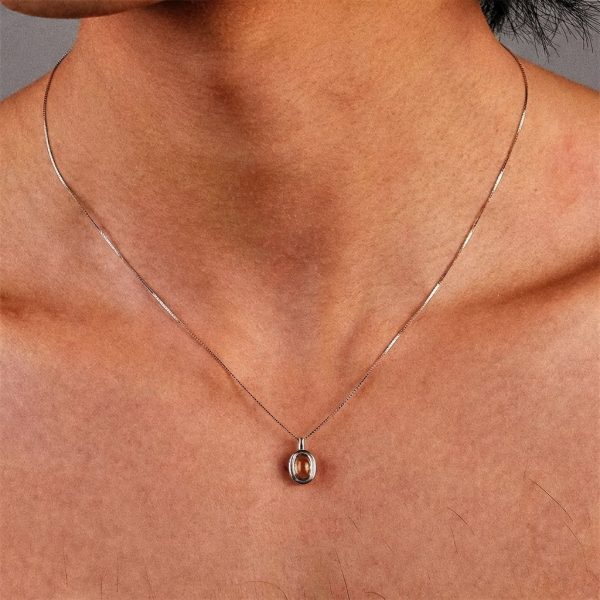 Radiant Abundance: Natural Citrine & Vintage S925 Silver Oval Necklace