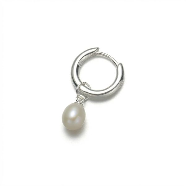 Luminous Serenity: 925 Sterling Silver & Natural Pearl Huggie Earrings