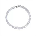 Luminous Clarity: Square Cut Clear Quartz & 925 Silver Unisex Bracelet