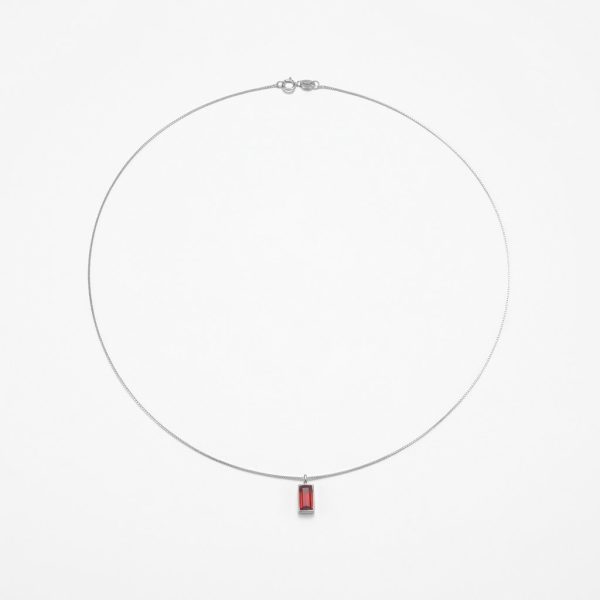 Passionate Vitality: Natural Red Garnet & 925 Sterling Silver Geometric Necklace
