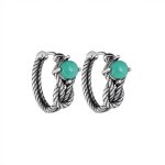 Ancient Wisdom: Natural Turquoise & Oxidized S925 Silver Knotted Huggie Earrings