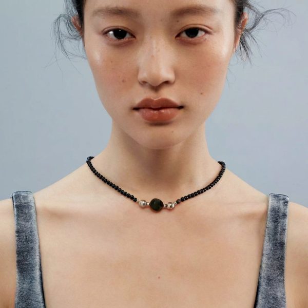 Protective Serenity: Natural Black Agate, Aquamarine & Silver Sheen Obsidian Healing Necklace