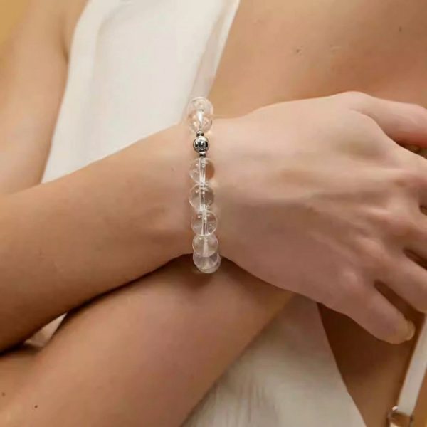 Luminous Clarity: Natural White Crystal (Clear Quartz) Healing Bracelet