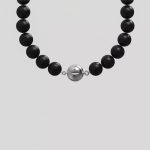 Grounding Elegance: Natural Black Agate & Silver Accent Healing Bracelet