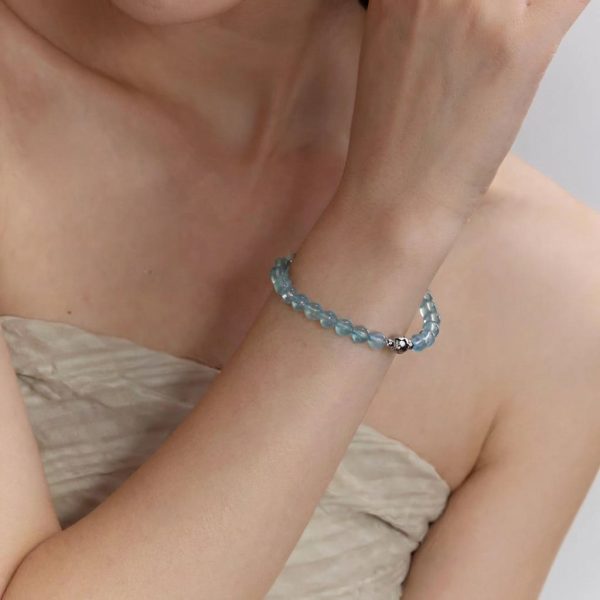 Oceanic Serenity: Natural Deep Blue Aquamarine Healing Bracelet