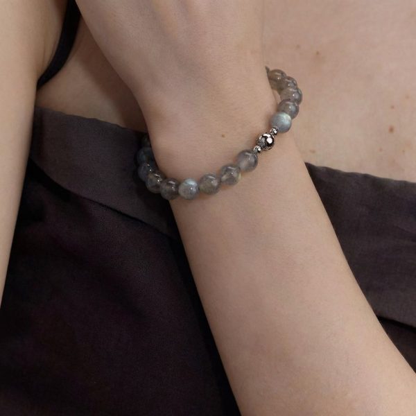Mystical Serenity: Natural Grey Moonstone Healing Bracelet