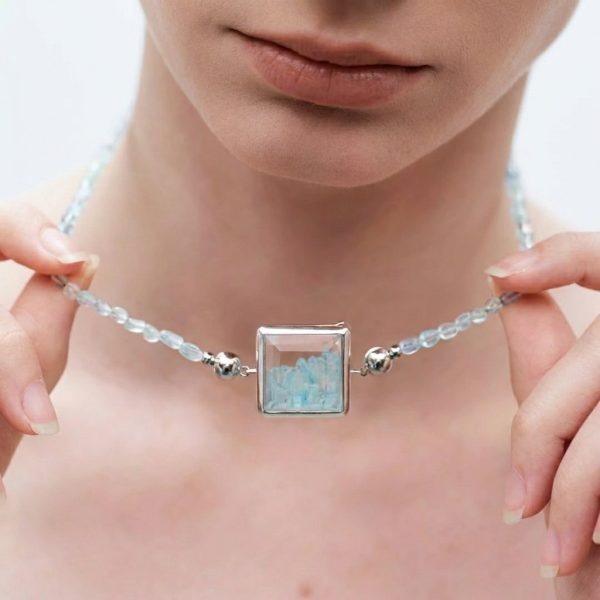 Tranquil Clarity: Natural Aquamarine & Clear Quartz Healing Bracelet