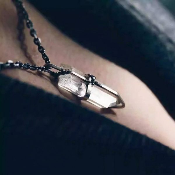 Radiant Clarity: Raw Herkimer Diamond & Silver 'Apocalyptic Glimmer' Necklace