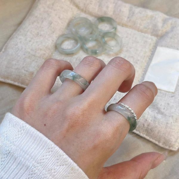 Harmonious Clarity: Natural Ice Agate & Chalcedony Stacking Ring Collection