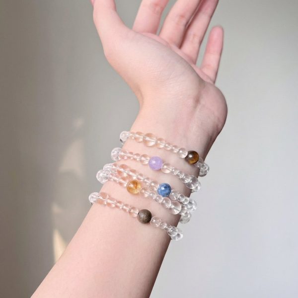 Pure Serenity: Natural Aquamarine & Clear Quartz Healing Bracelet