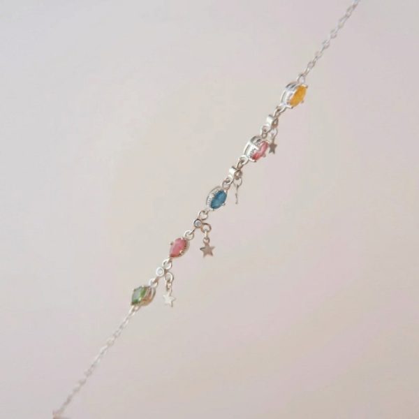 Whimsical Radiance: Natural Candy Tourmaline & Star Charm Healing Bracelet