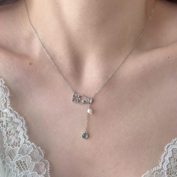Enchanting Hope: Natural Aquamarine & Zircon Wishing Bottle Necklace