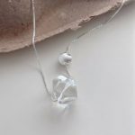 Ethereal Clarity: Natural White Crystal & Cat's Eye Sterling Silver Necklace
