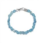 Tranquil Tides: Natural Irregular Aquamarine & 925 Silver Healing Bracelet