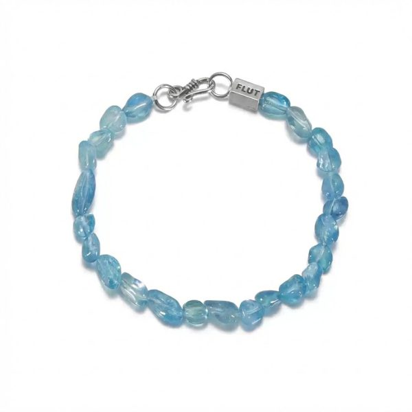 Tranquil Tides: Natural Irregular Aquamarine & 925 Silver Healing Bracelet