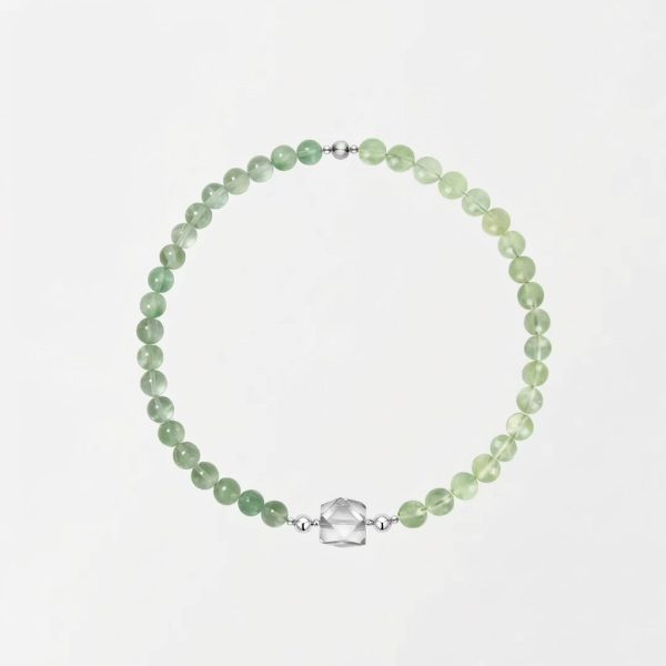 Harmonious Renewal: Natural Green Fluorite, Prehnite & Clear Quartz Healing Choker