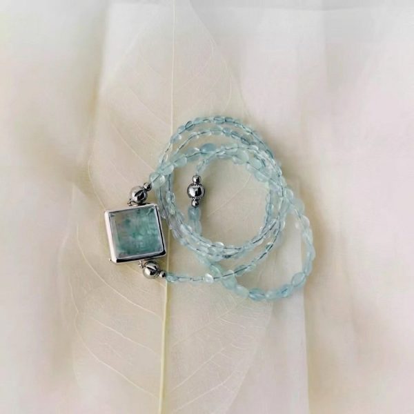 Tranquil Clarity: Natural Aquamarine & Clear Quartz Healing Bracelet