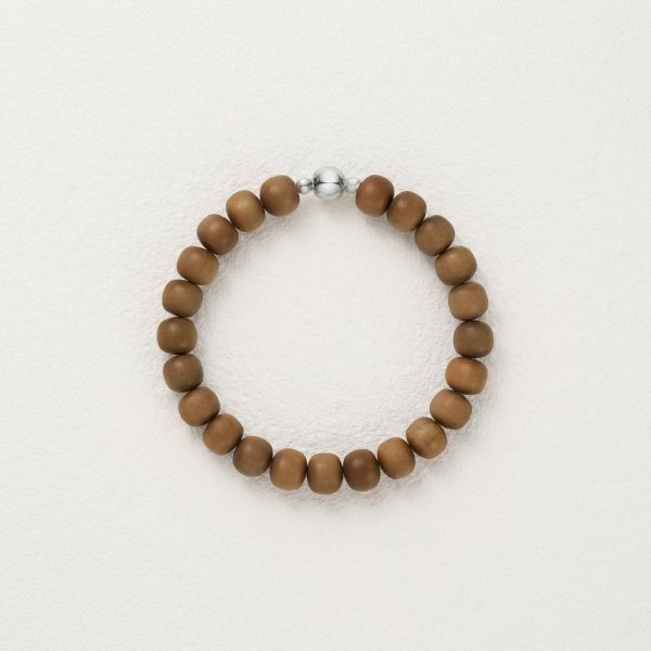 Grounding Serenity: Natural Old Mountain Sandalwood & Silver Accent Bracelet