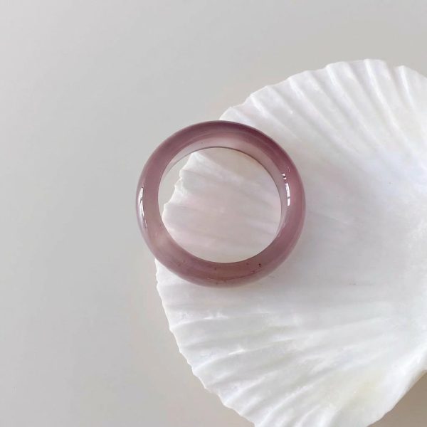 Gentle Embrace: Natural Rose Agate Solid Band Healing Ring