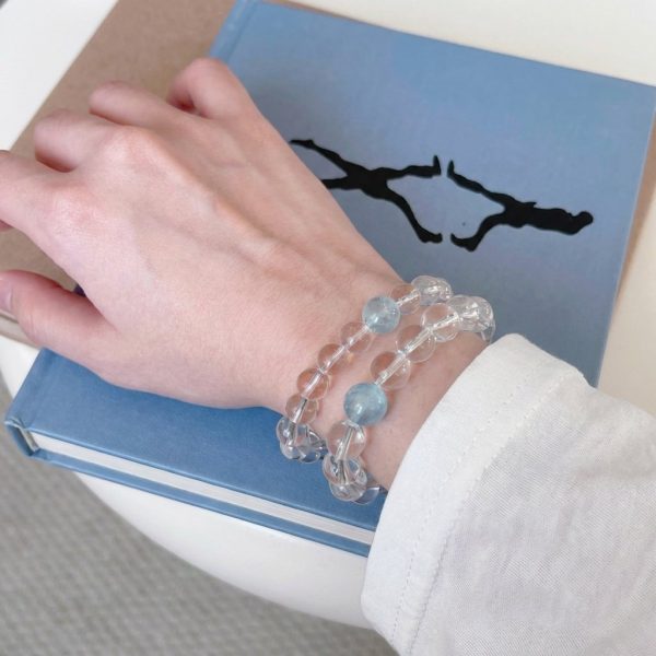 Pure Serenity: Natural Aquamarine & Clear Quartz Healing Bracelet