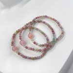 Radiant Abundance: Natural Rainbow Tourmaline & Silver Healing Bracelet