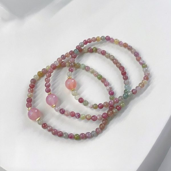 Radiant Abundance: Natural Rainbow Tourmaline & Silver Healing Bracelet